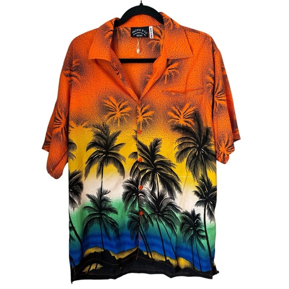 NWOT Pacific &Co. Men’s oversized Hawaiian button up shirt vibrant colorful SZ S - Picture 1 of 5